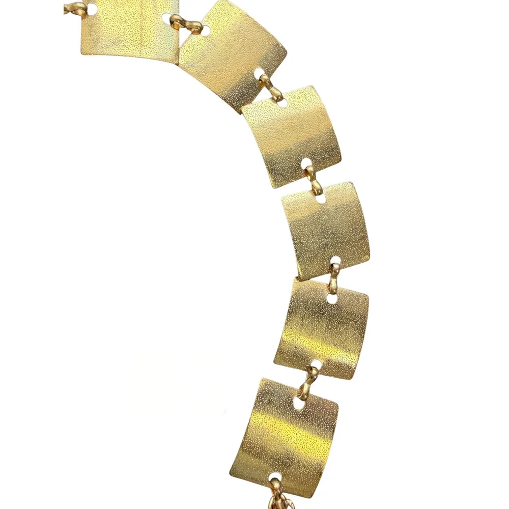 Gold Square Plate Chain Belt Y2K Festival Rave Metal Statement Adjustable OS